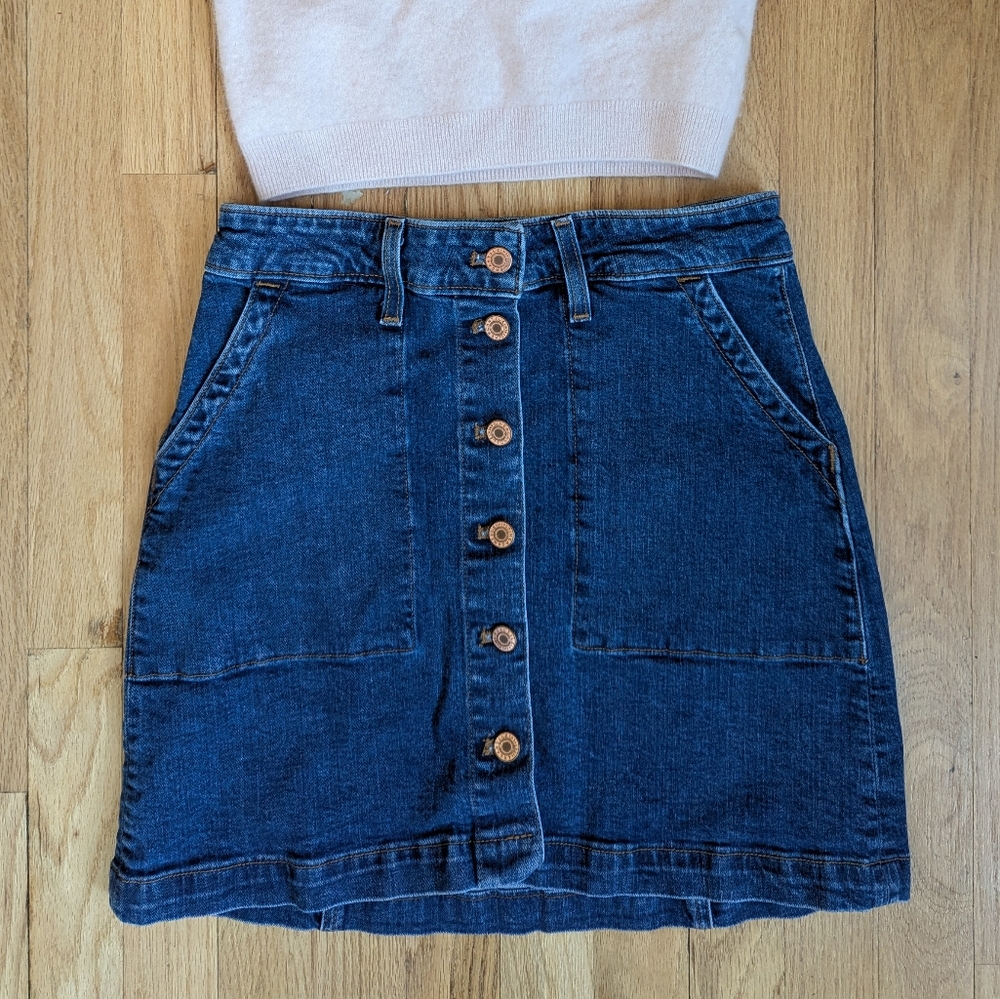 Blue A-Line Mini Skirt Casual